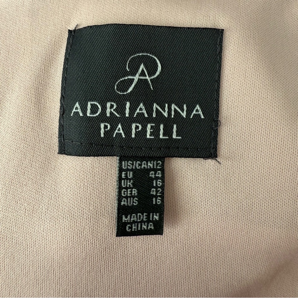 NWT Adrianna Papell Blush One Shoulder Chiffon Evening Gown Formal Dress Size 12 - Picture 9 of 10